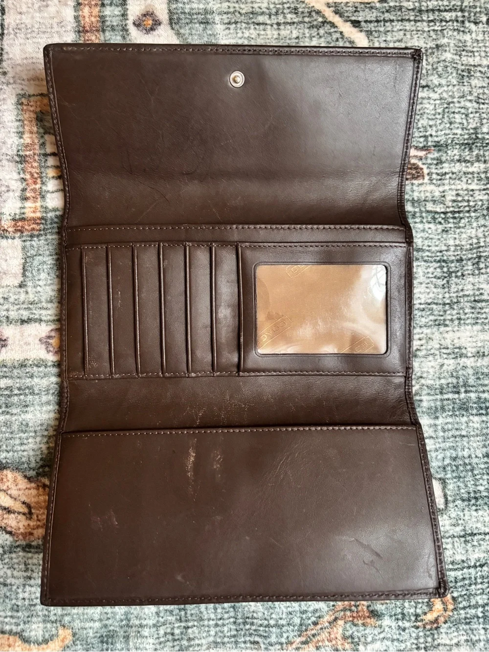 Coach Red and Brown Signature Canvas envelope Wallet